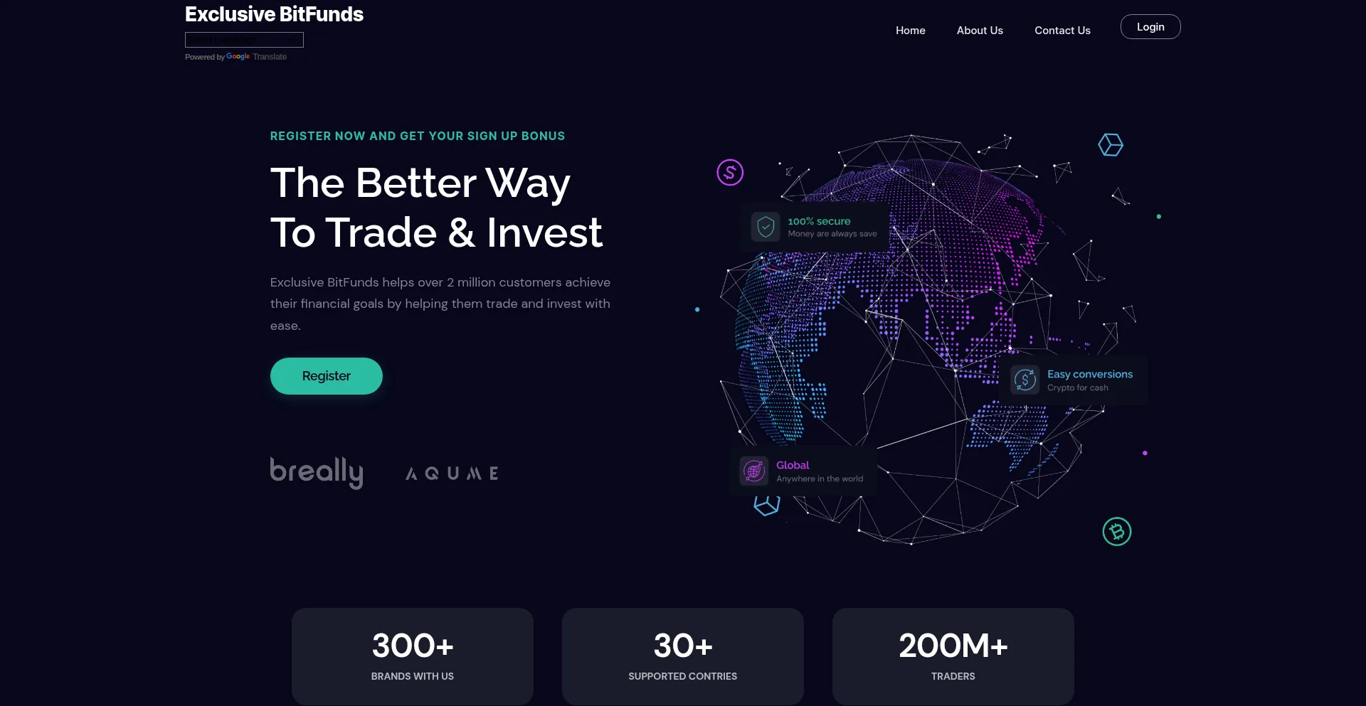 Website screenshot of Exclusivebitfunds.net
