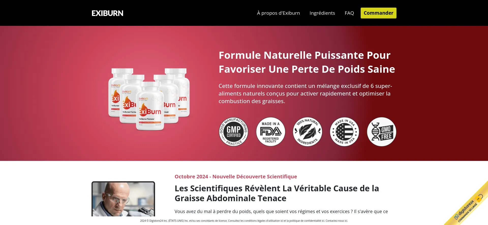 Website screenshot of Exiburn.com