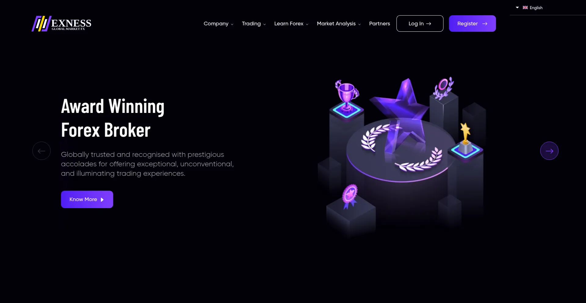 Website screenshot of Exnessglobalmarketfx.com