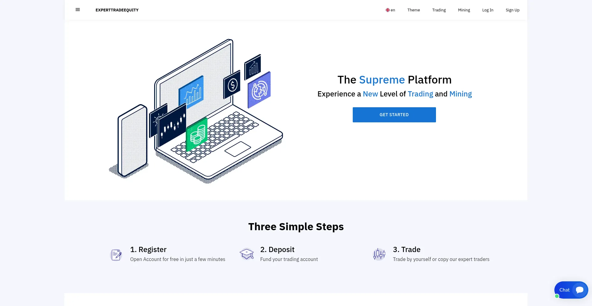 Website screenshot of Experttradeequity.com