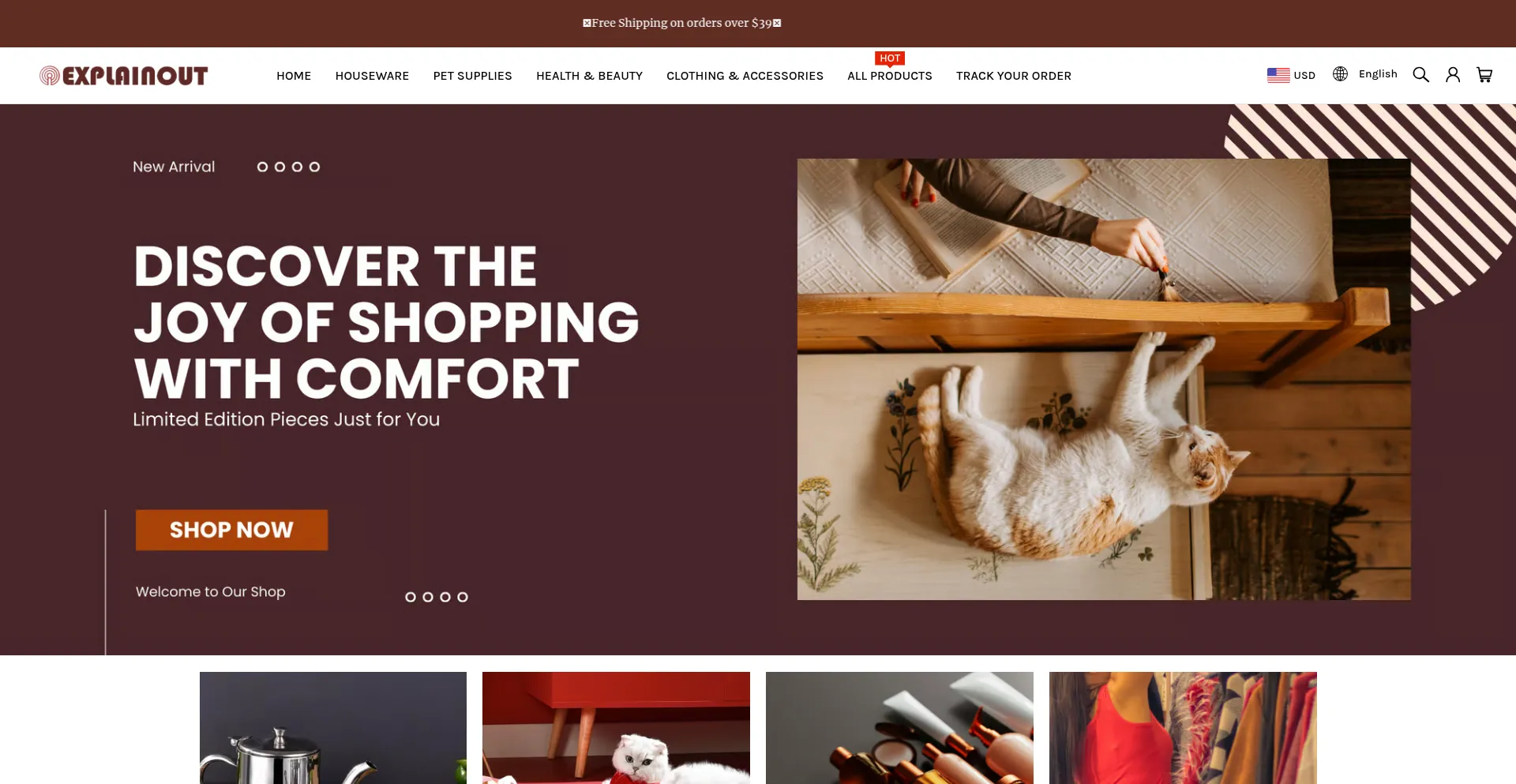 Website screenshot of Explainout.com