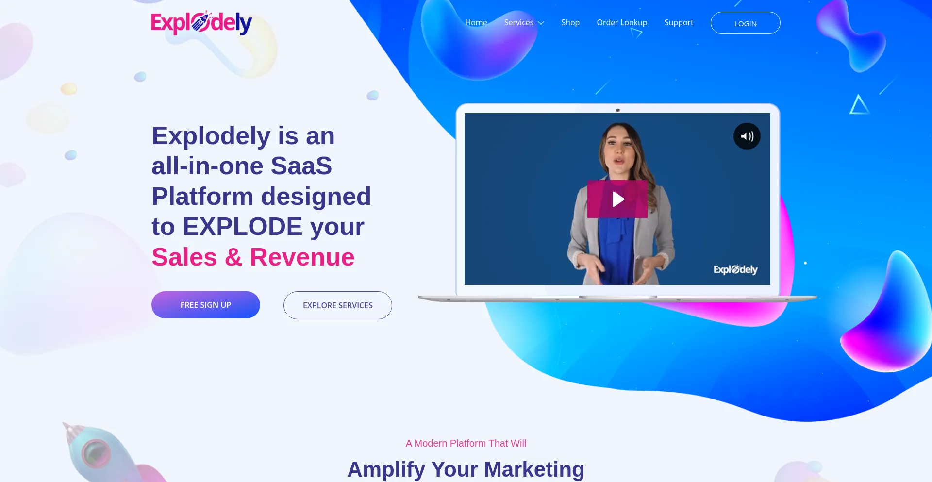 Website screenshot of Explodely.com