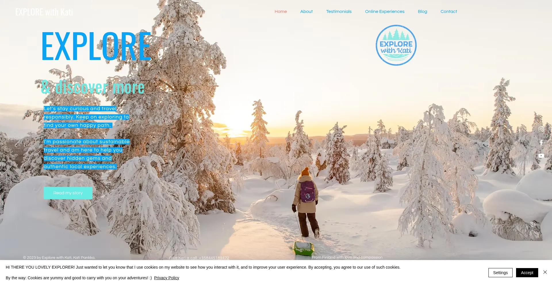 Website screenshot of Explorewithkati.com