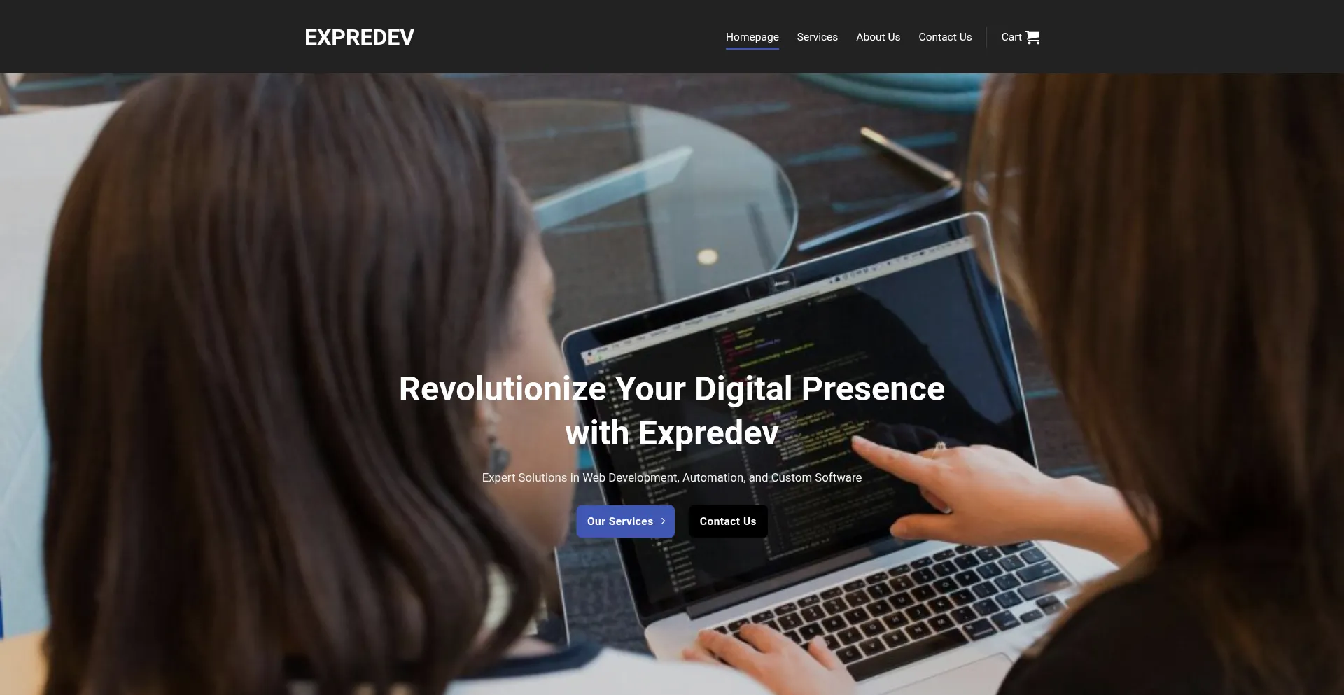 Website screenshot of Expredev.com