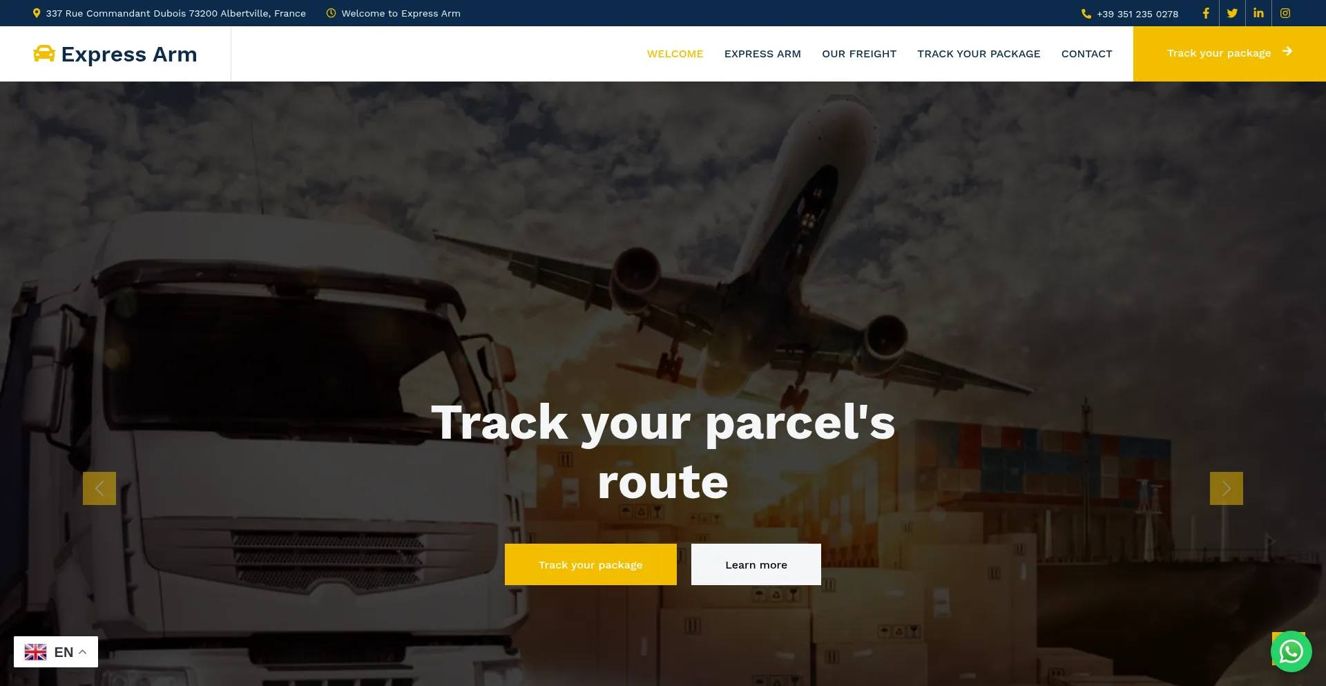 Website screenshot of Express-arm.com