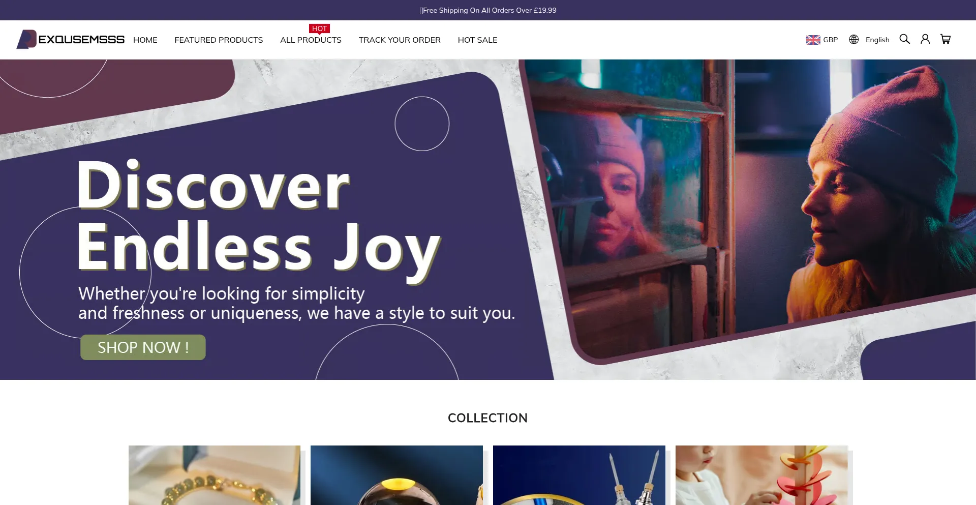 Website screenshot of Exqusemsss.co.uk