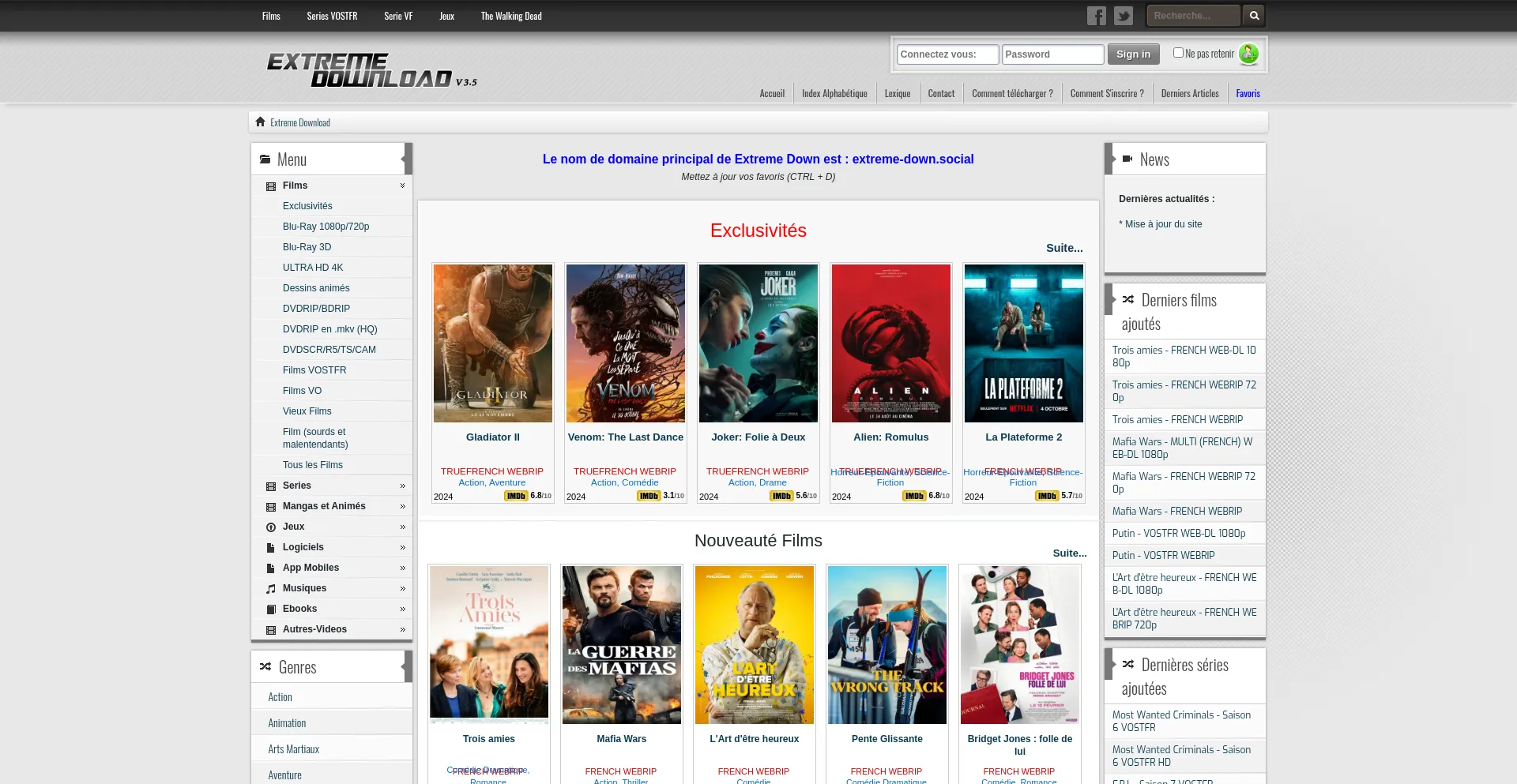 Website screenshot of Extreme-down.social