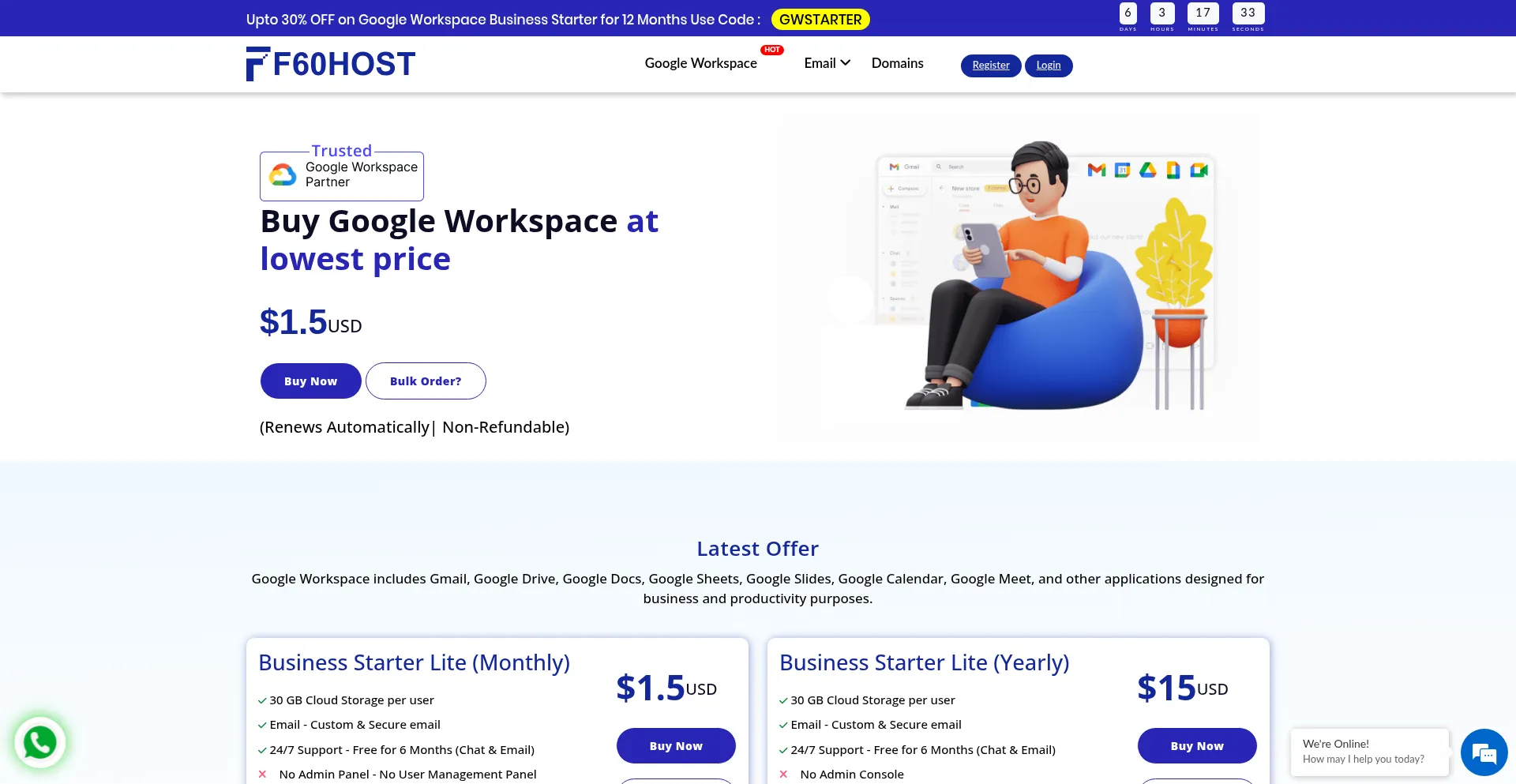 Website screenshot of F60host.com