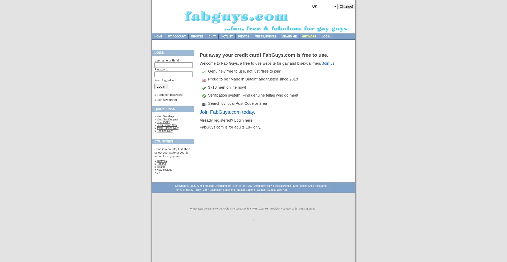 Website screenshot of Fabguys.com