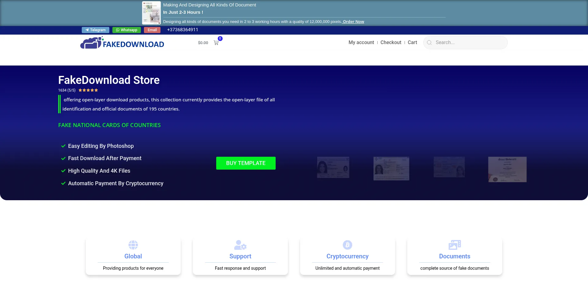 Website screenshot of Fakedownload.com