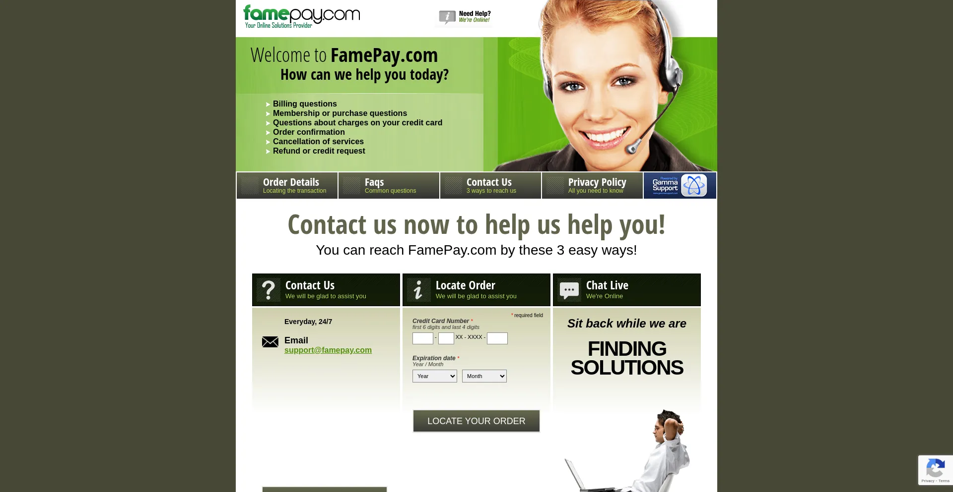 Website screenshot of Famepay.com