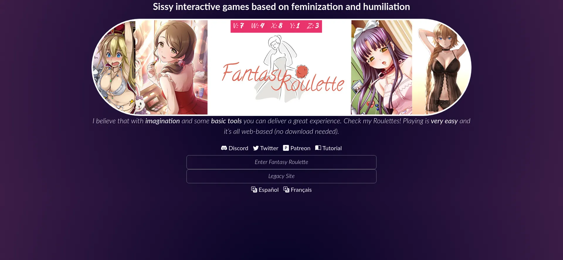 Website screenshot of Faproulette.gg