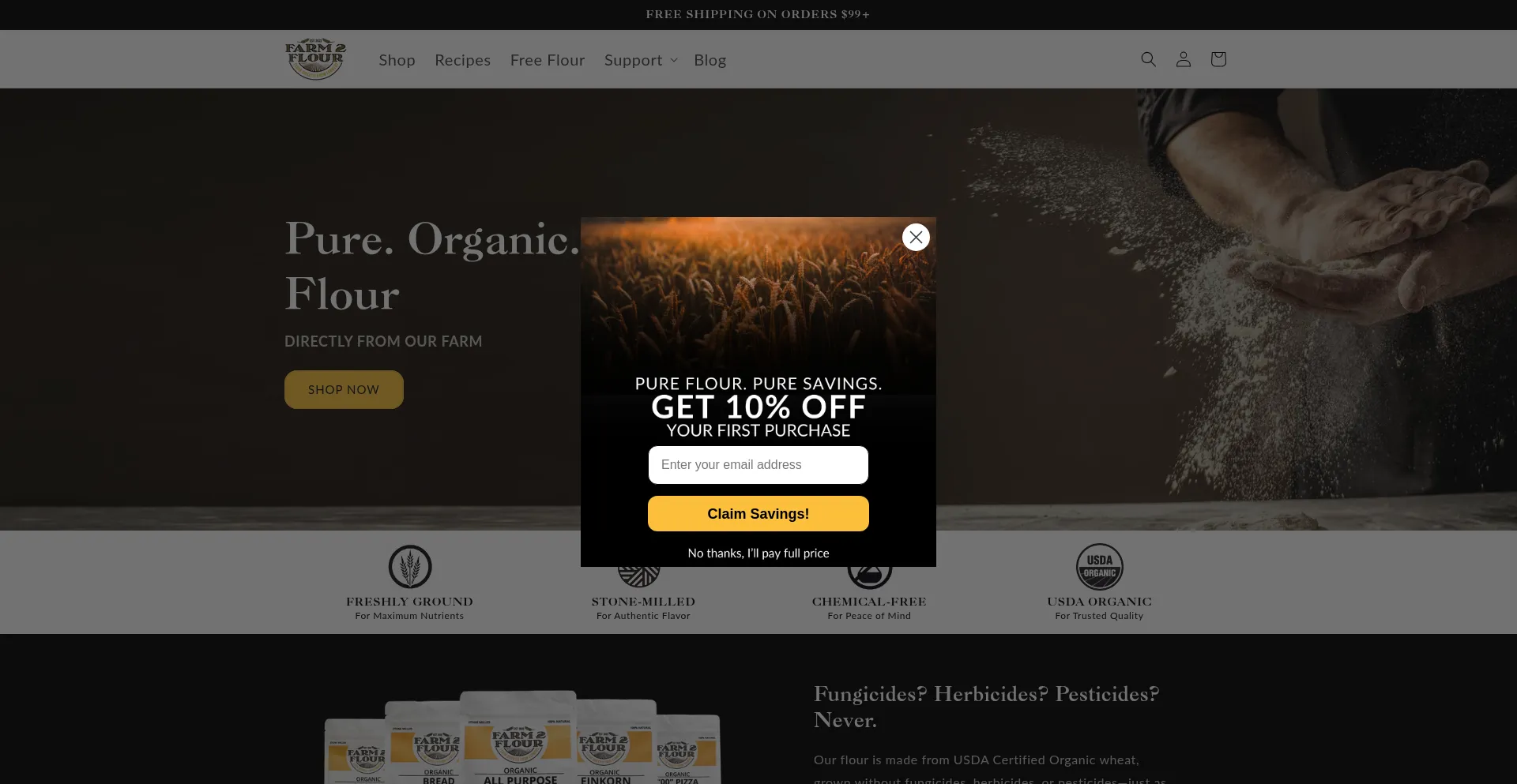 Website screenshot of Farm2flour.com