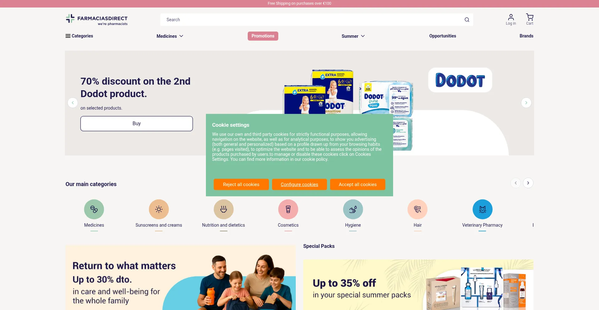 Website screenshot of Farmaciasdirect.eu