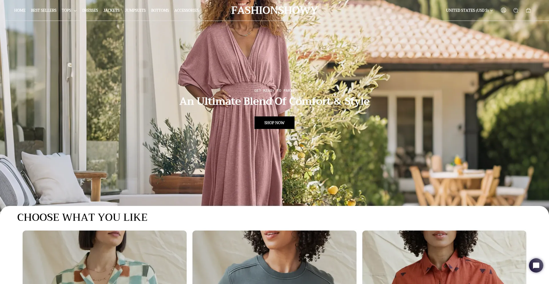 Website screenshot of Fashionshowy.com