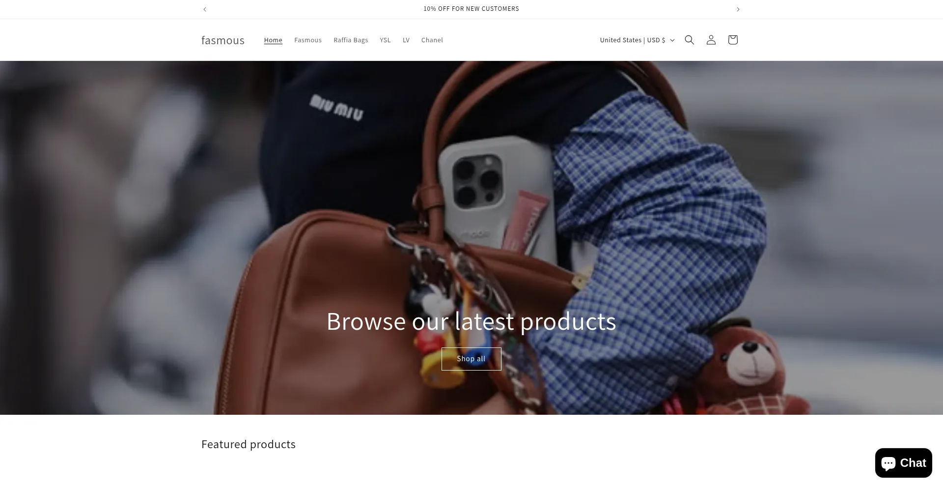 Website screenshot of Fasmous.com