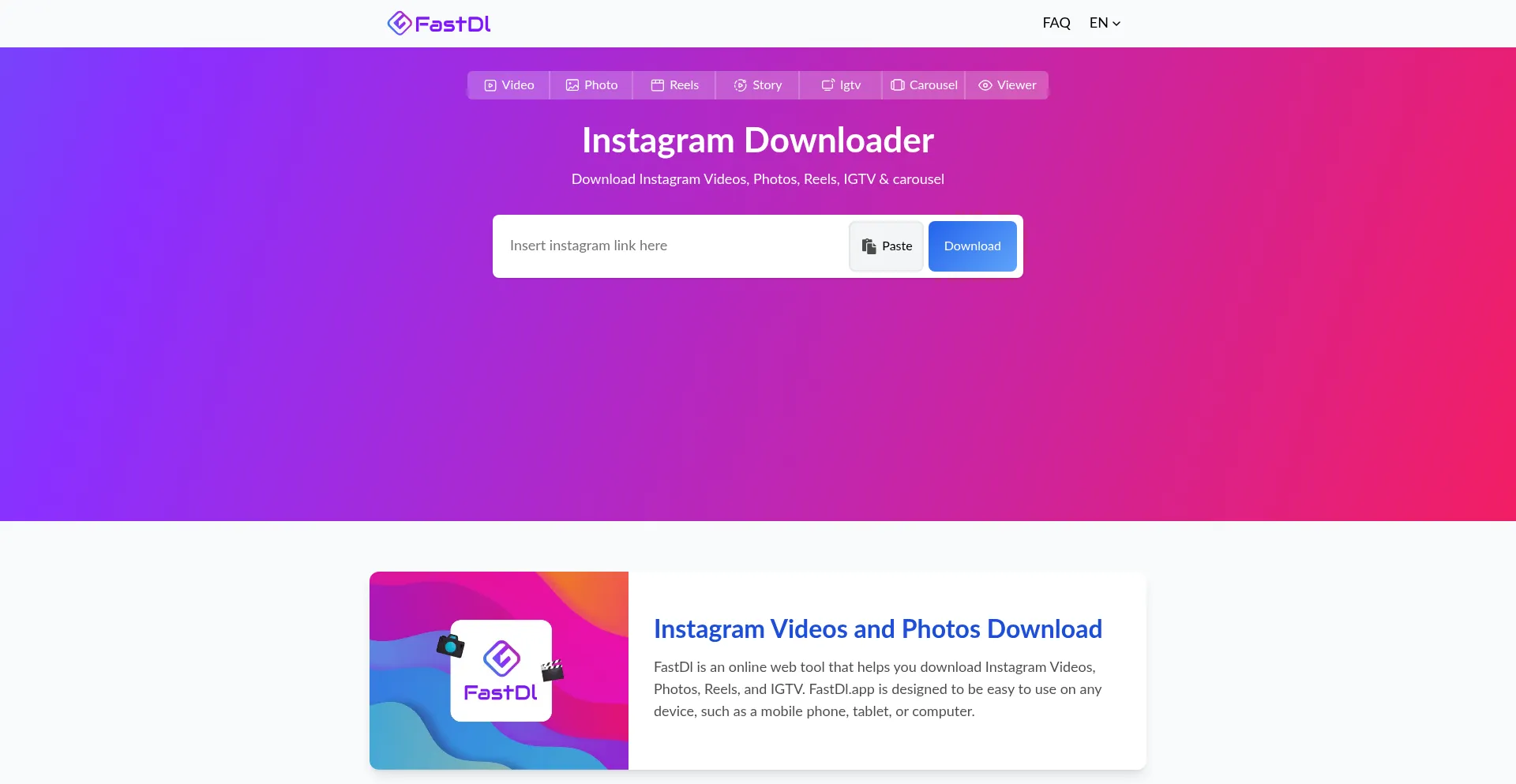 Website screenshot of Fastdl.app