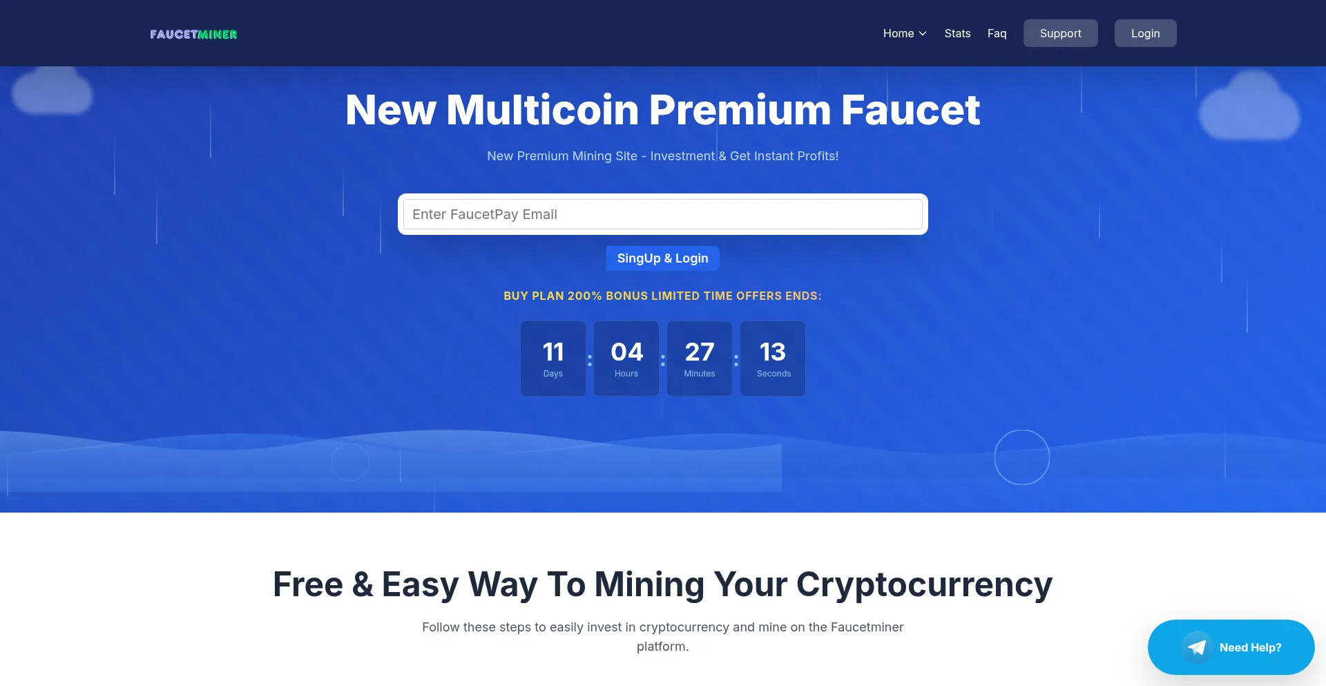 Website screenshot of Faucetminer.cc