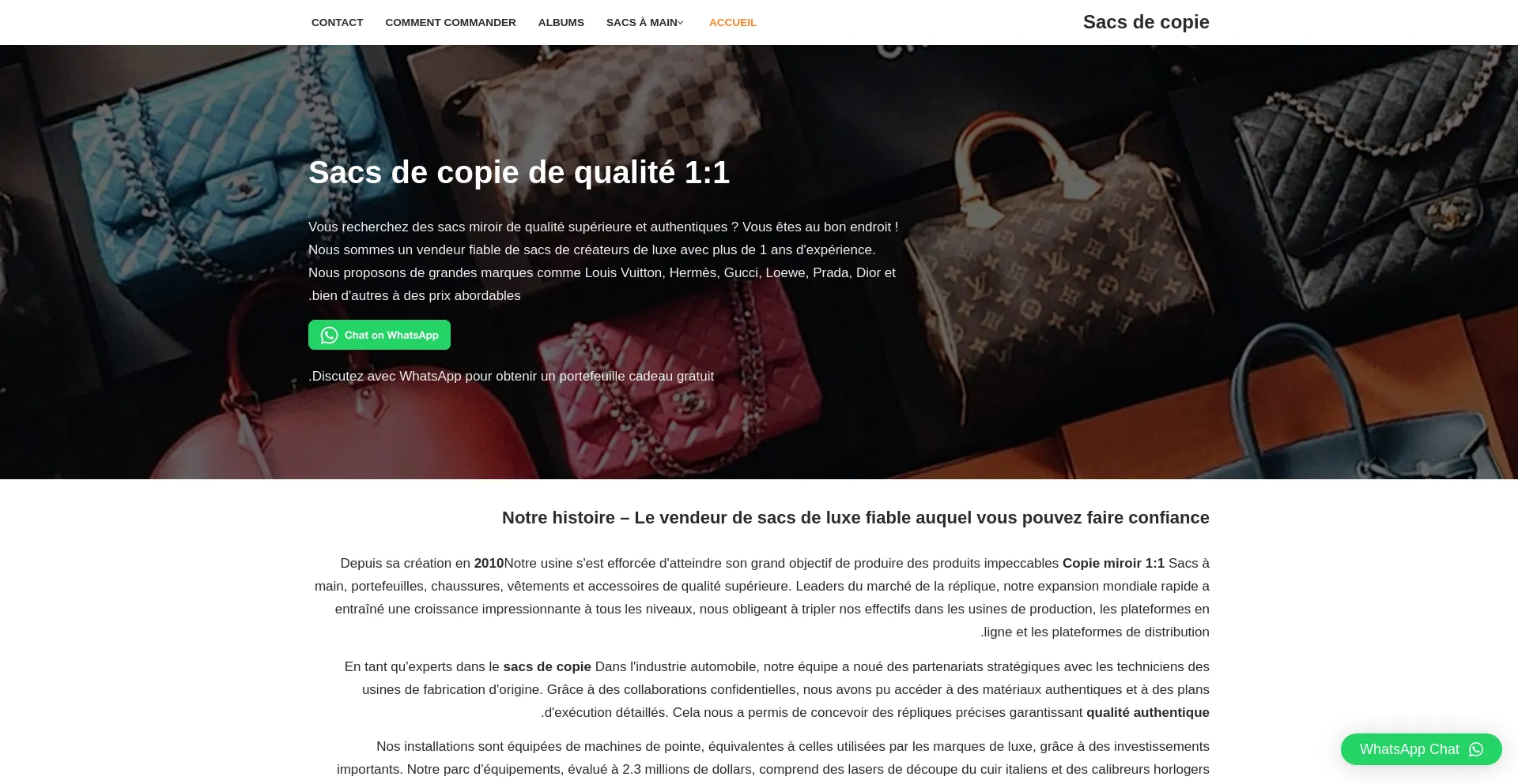 Website screenshot of Fauxsac.fr