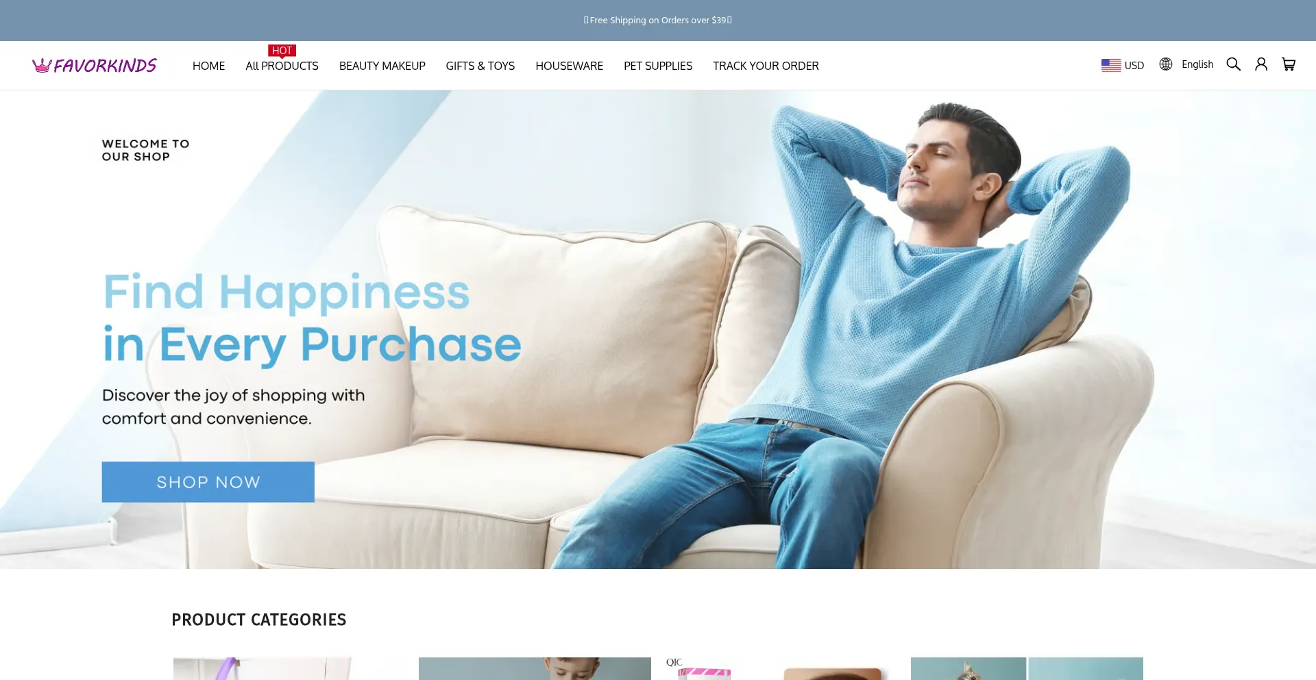 Website screenshot of Favorkinds.com