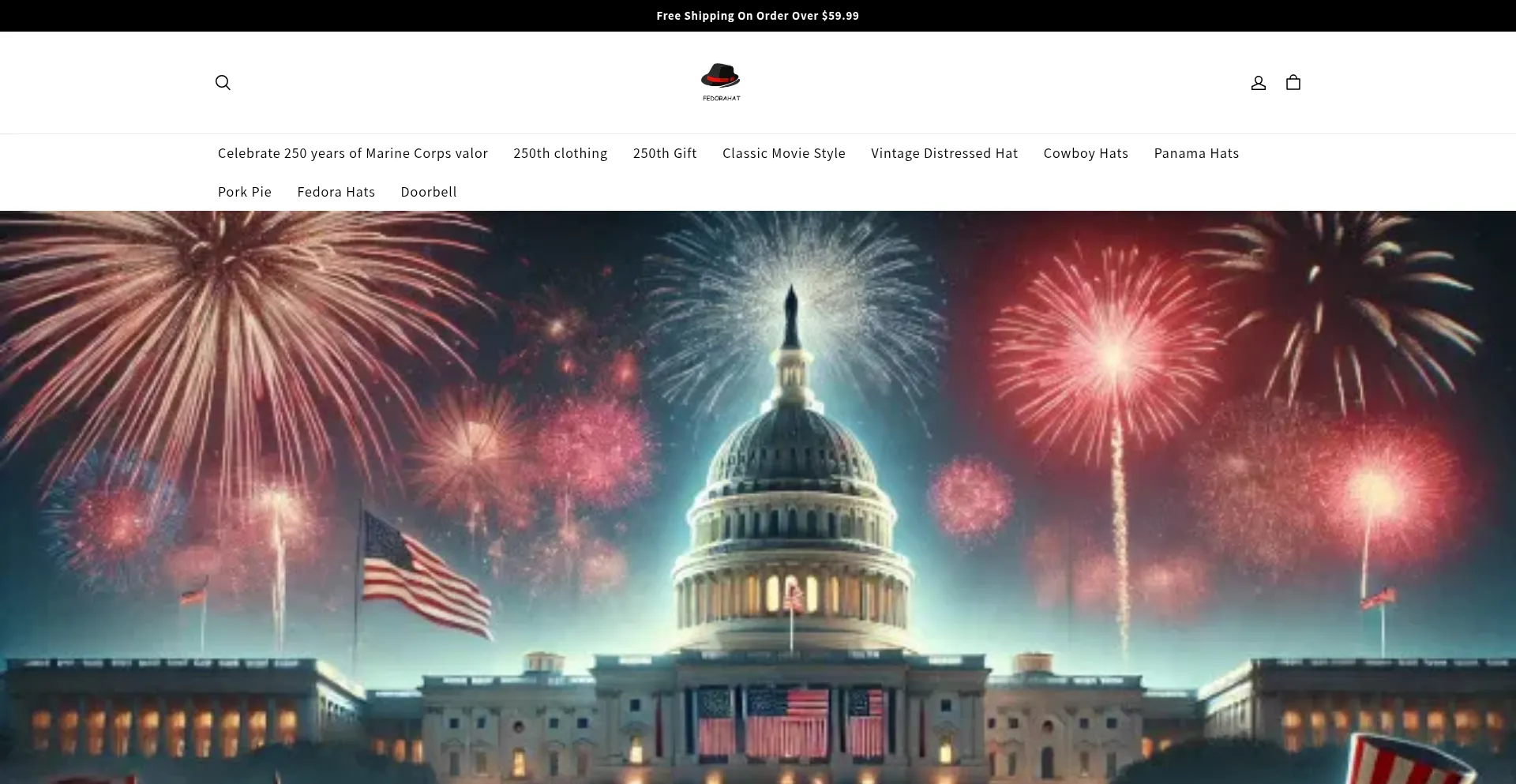 Website screenshot of Fedorahatstores.com