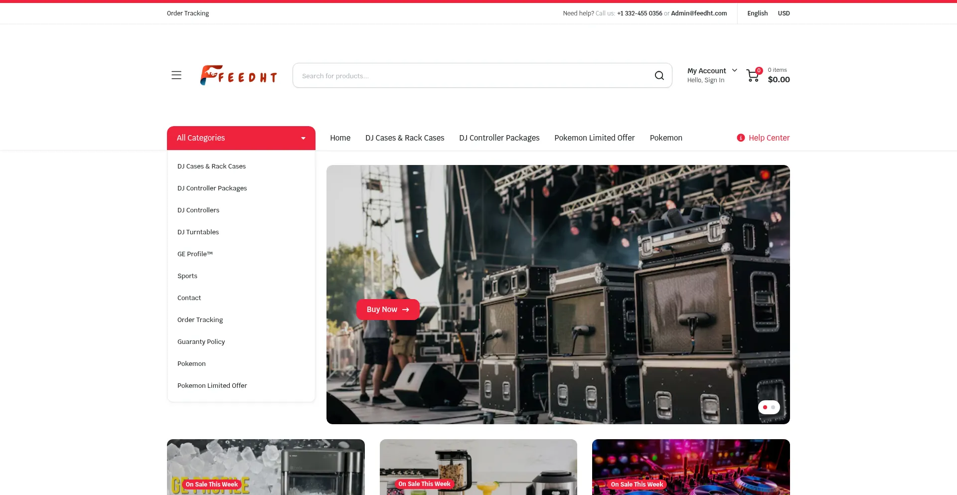 Website screenshot of Feedht.com