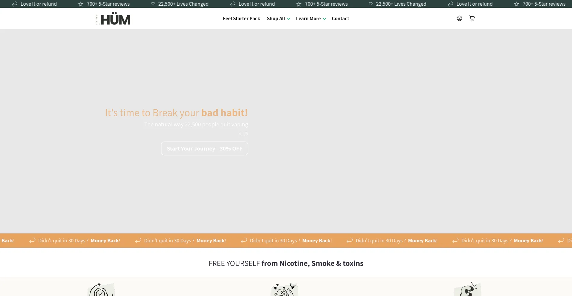 Website screenshot of Feelhum.com