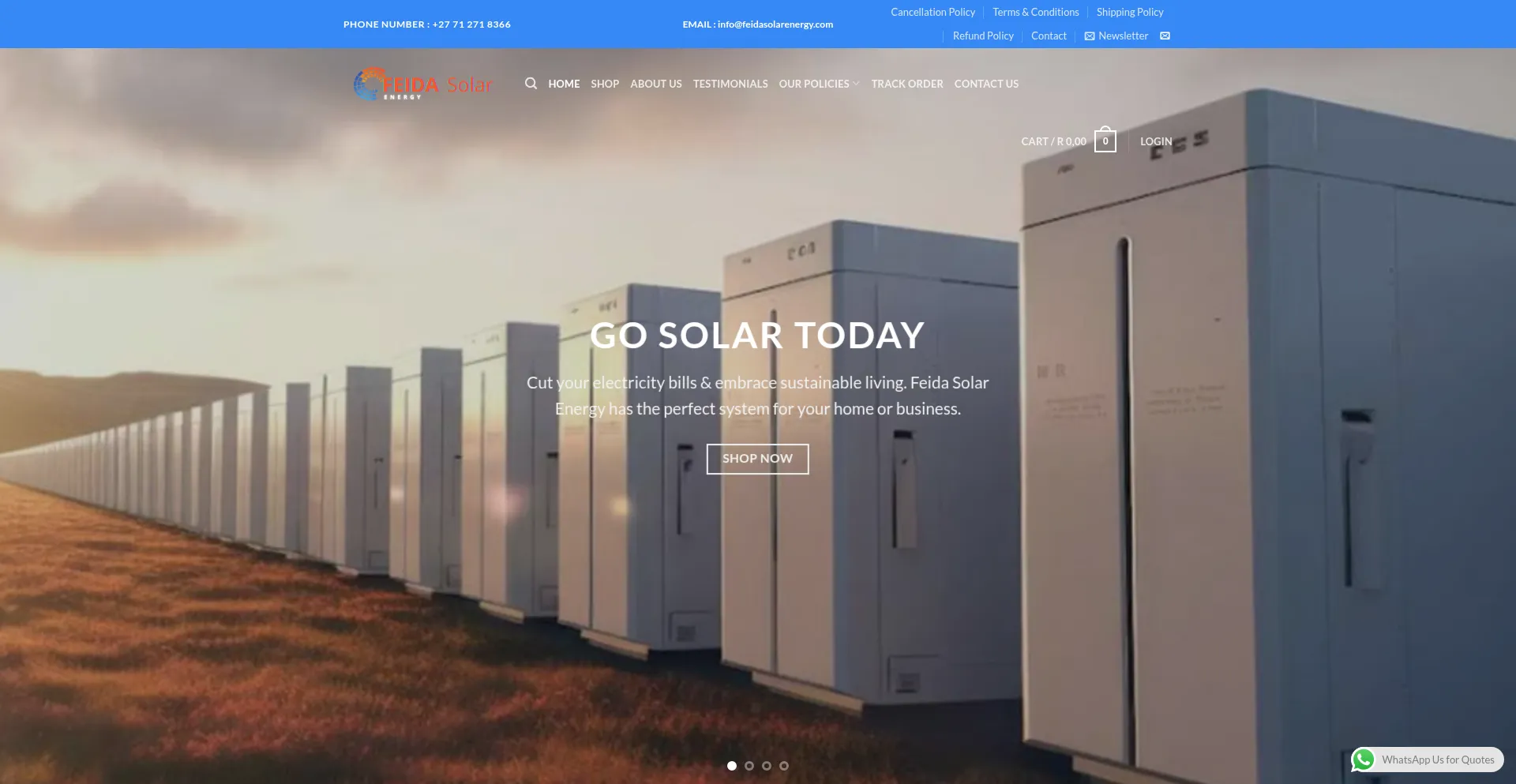 Website screenshot of Feidasolarenergy.com