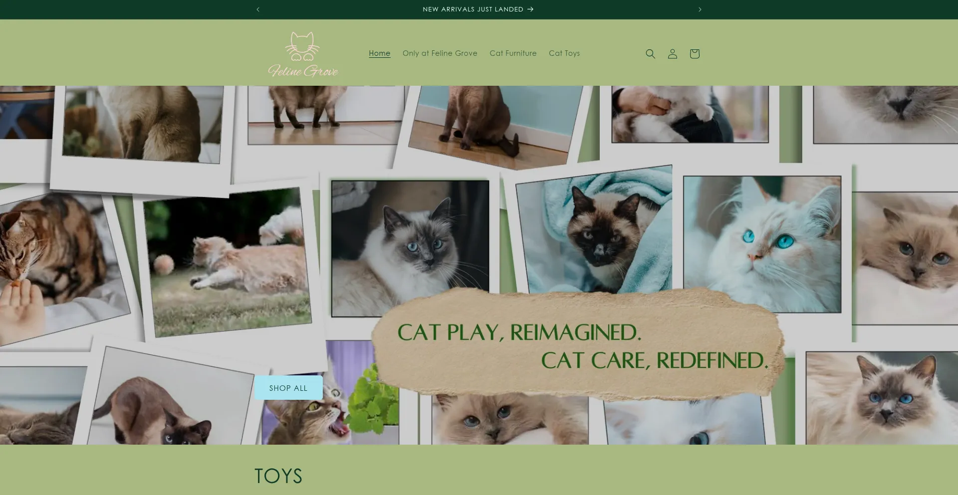 Website screenshot of Felinegrove.com