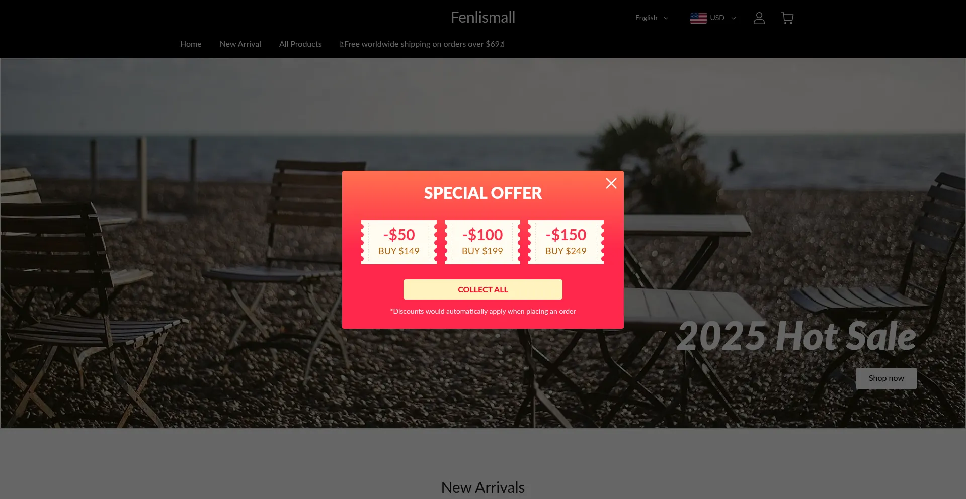 Website screenshot of Fenlismall.com
