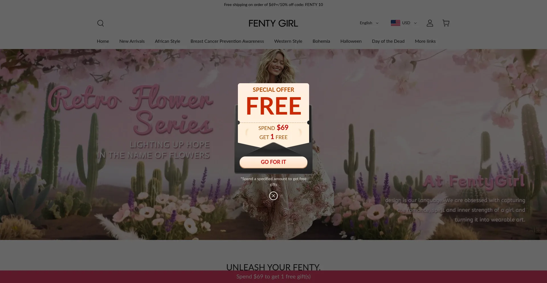 Website screenshot of Fentygirl.com