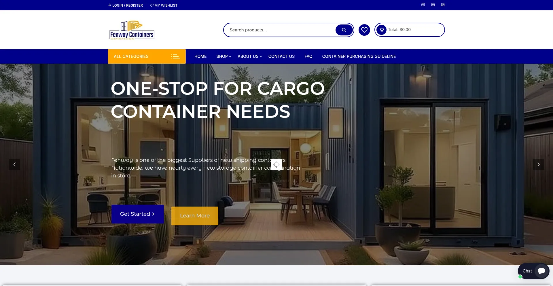 Website screenshot of Fenwaycontainers.com