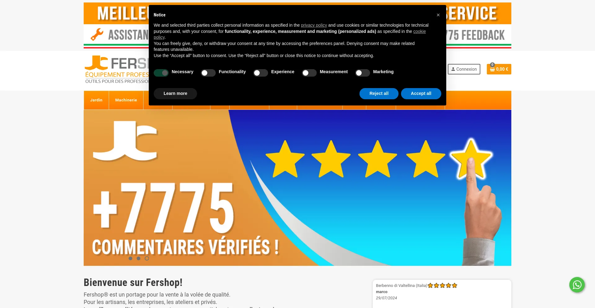 Website screenshot of Fershop.fr