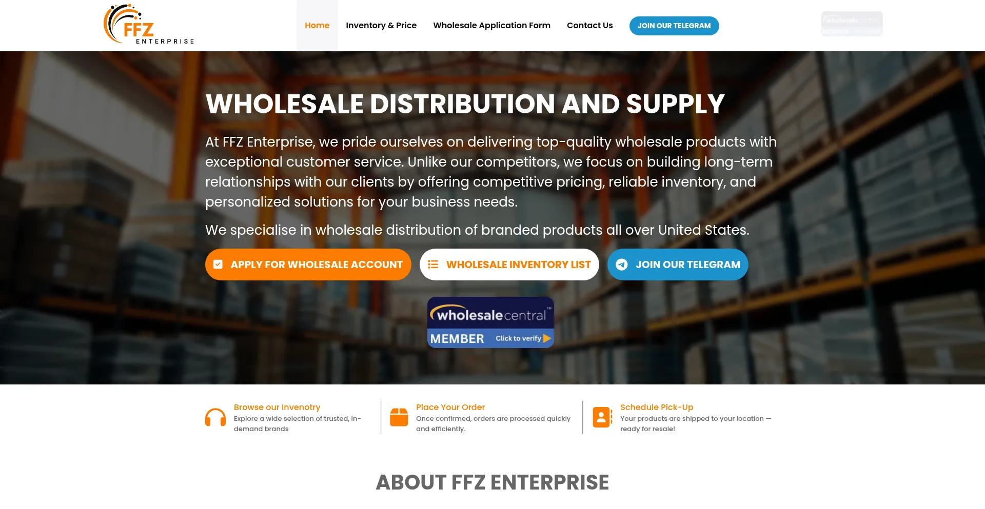 Website screenshot of Ffzenterprise.com