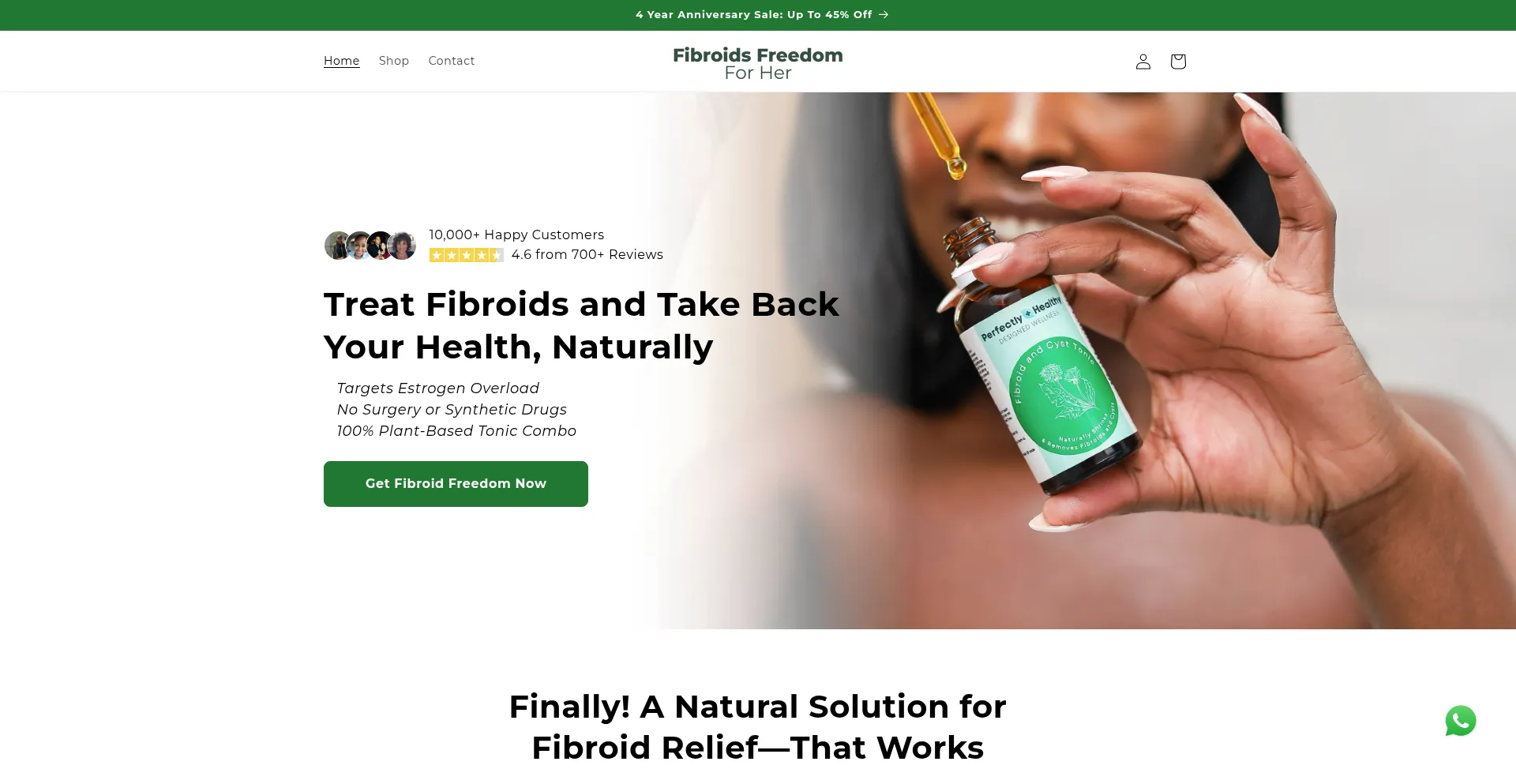 Website screenshot of Fibroidsfreedom.com