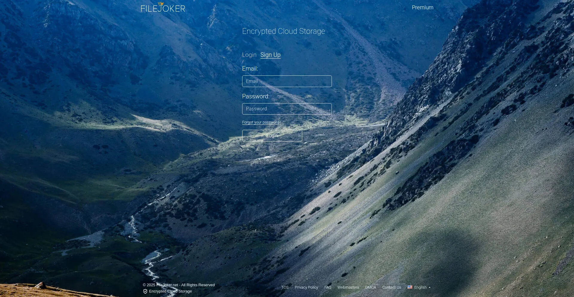 Website screenshot of Filejoker.net