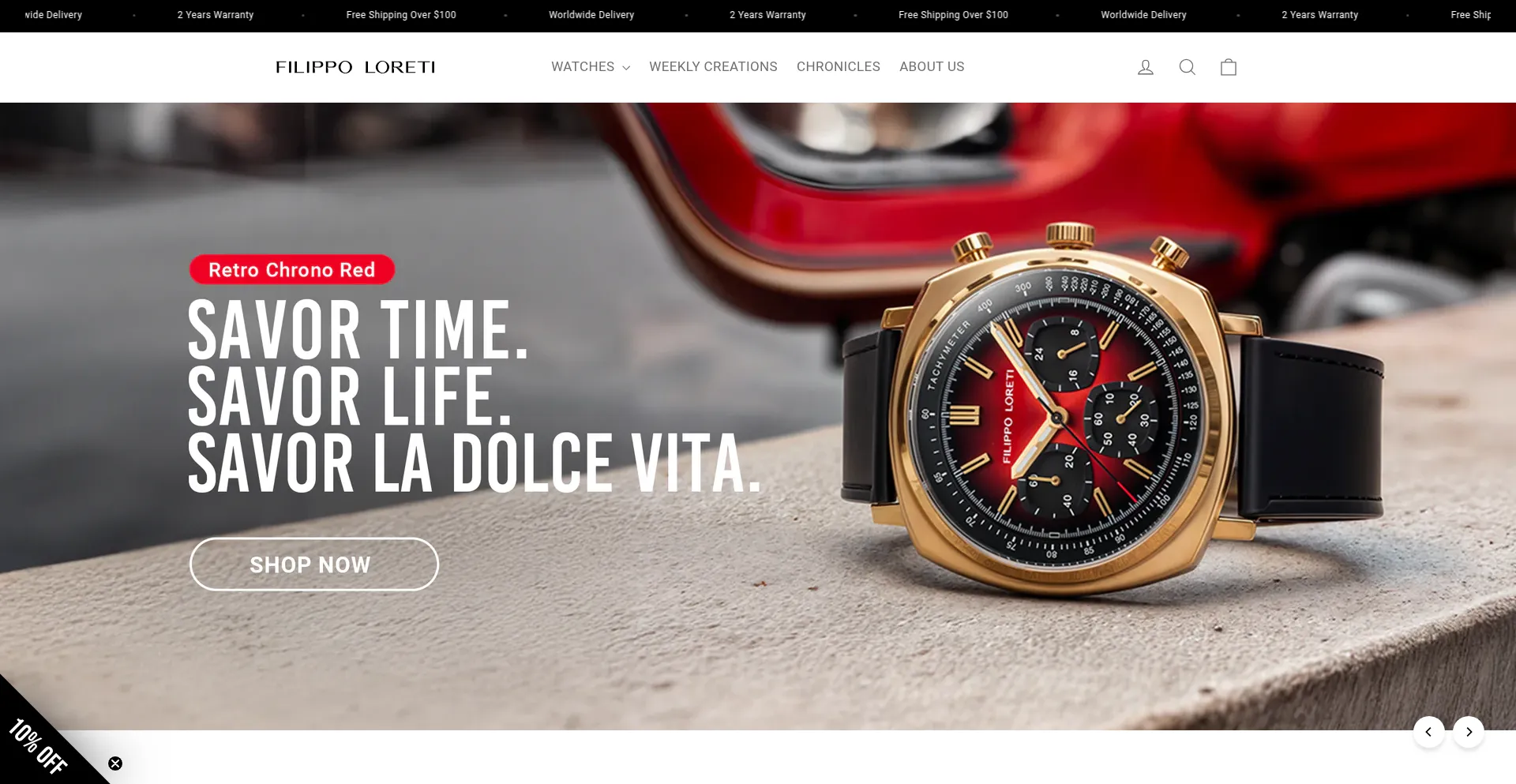 Website screenshot of Filippoloretiwatches.com