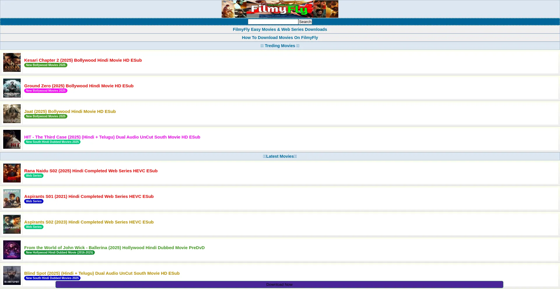 Website screenshot of Filmyfly.men