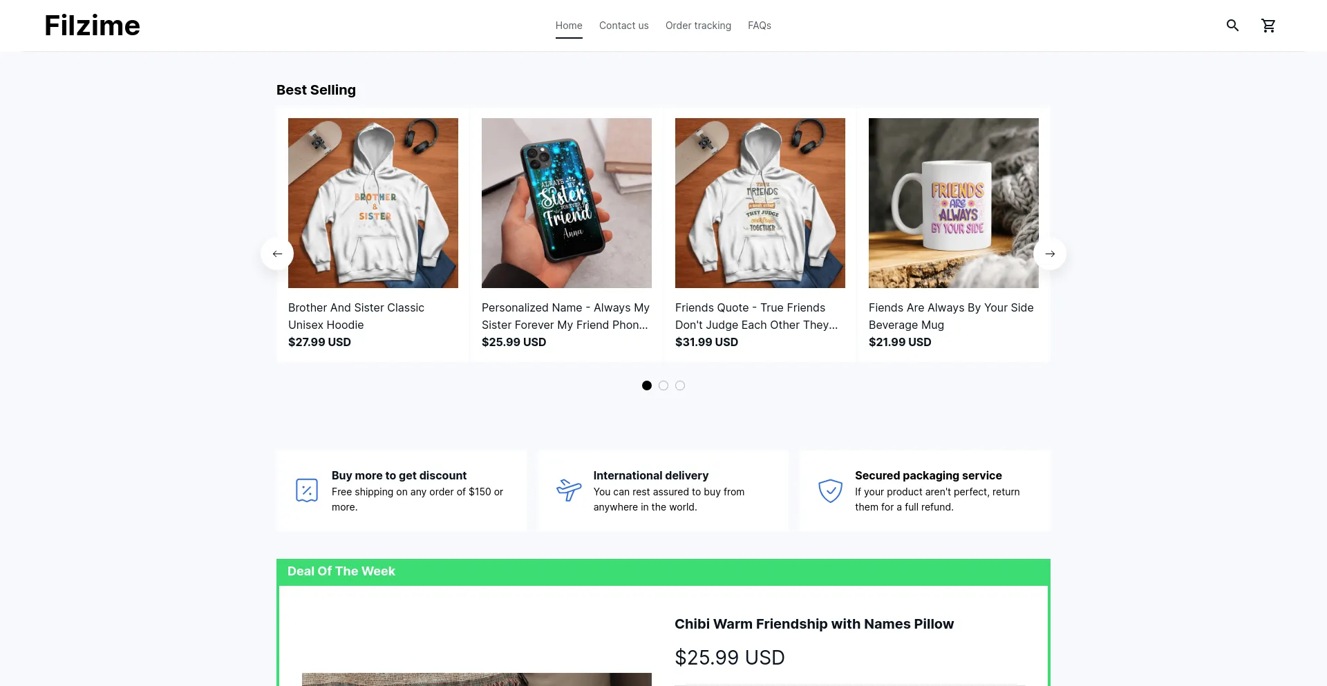 Website screenshot of Filzime.com