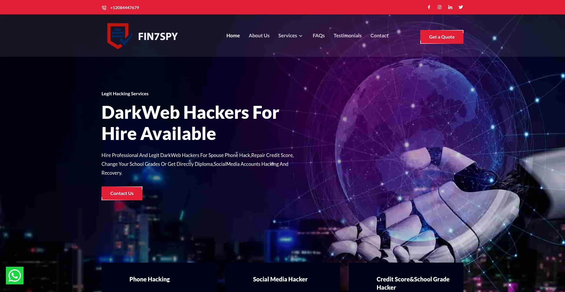 Website screenshot of Fin7spy.com