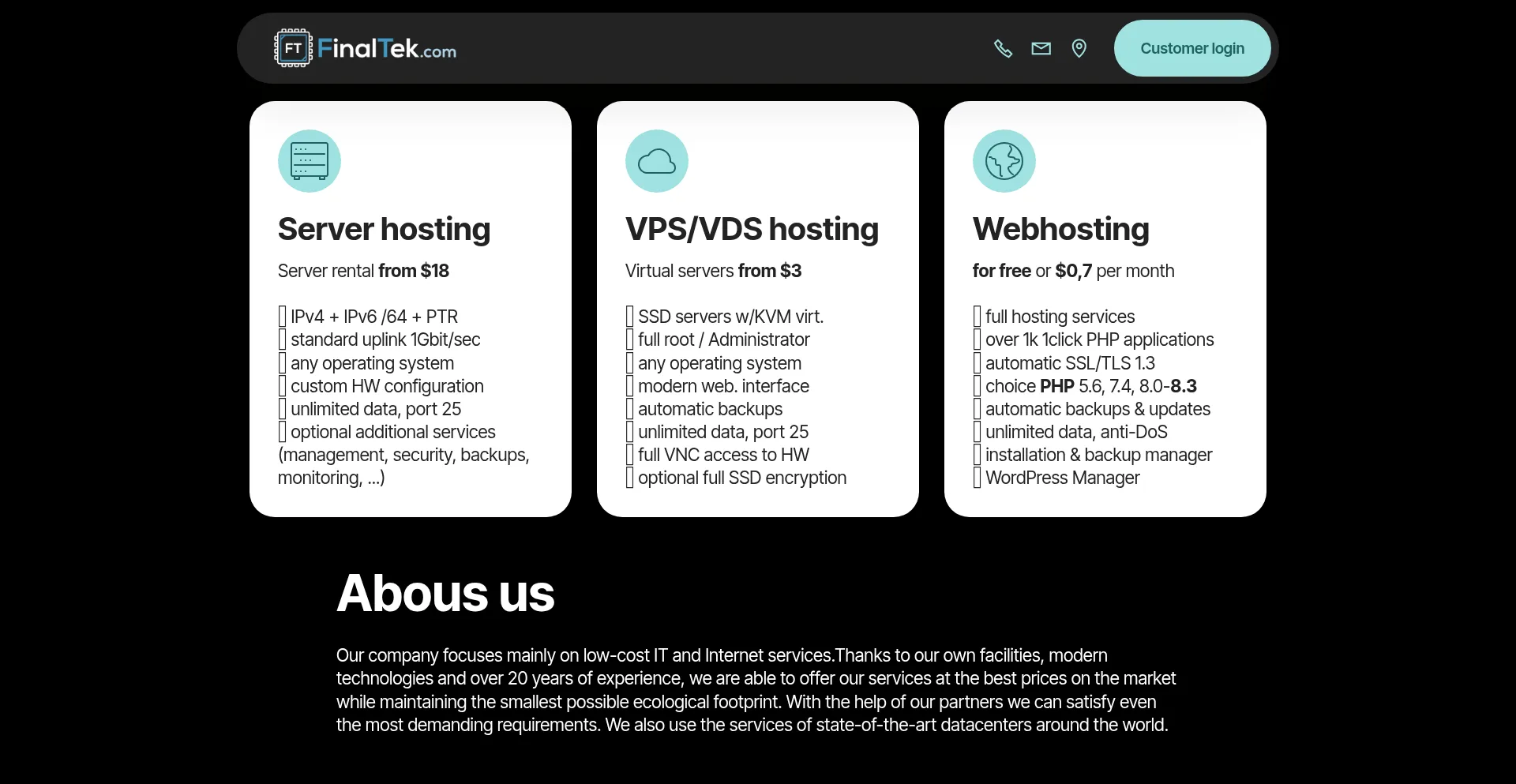 Finaltek.com Screenshot