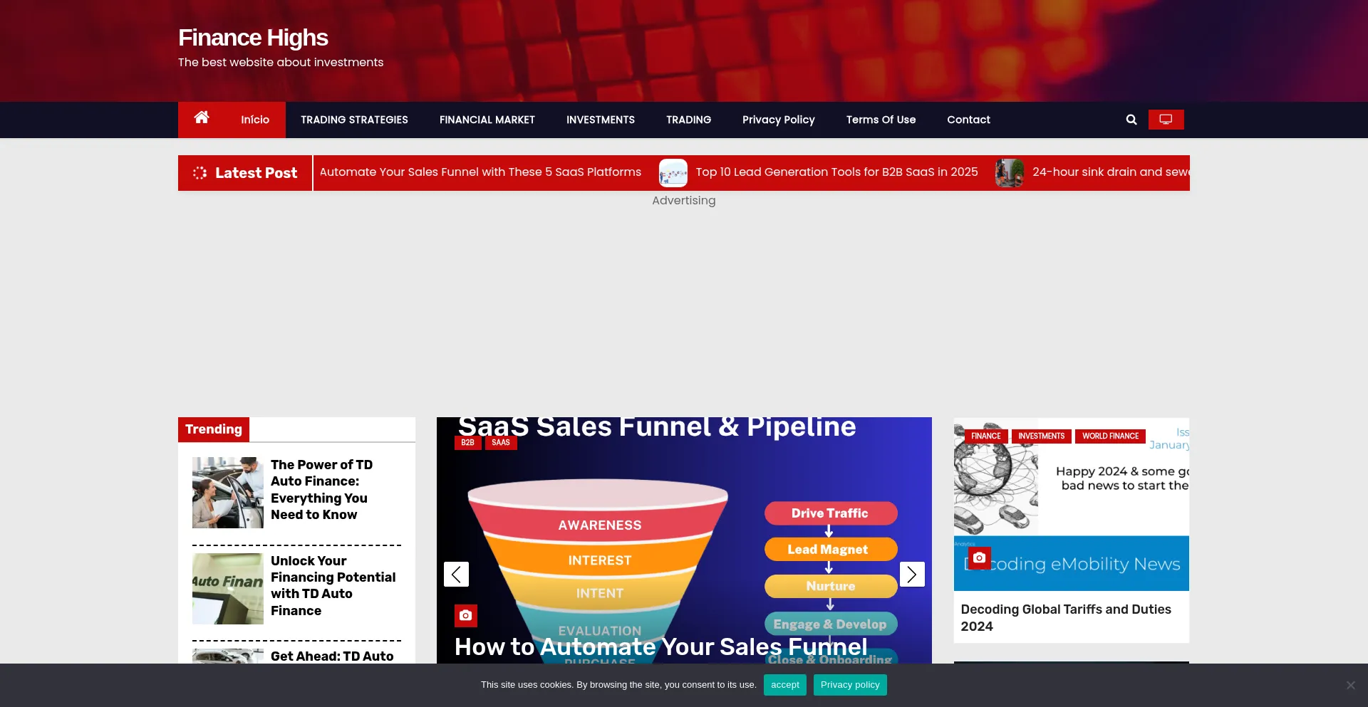 Website screenshot of Financehighs.com