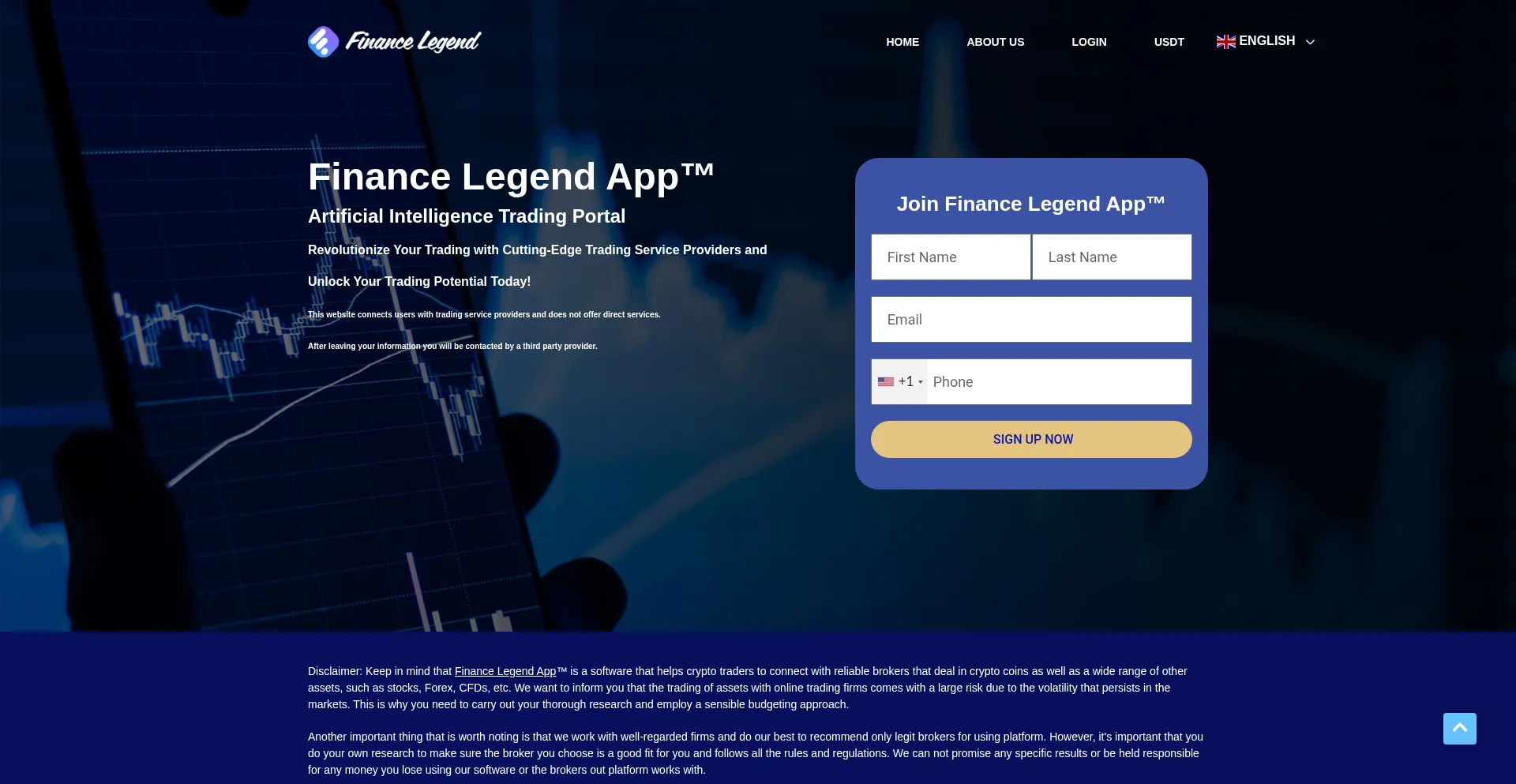 Website screenshot of Financelegend.net