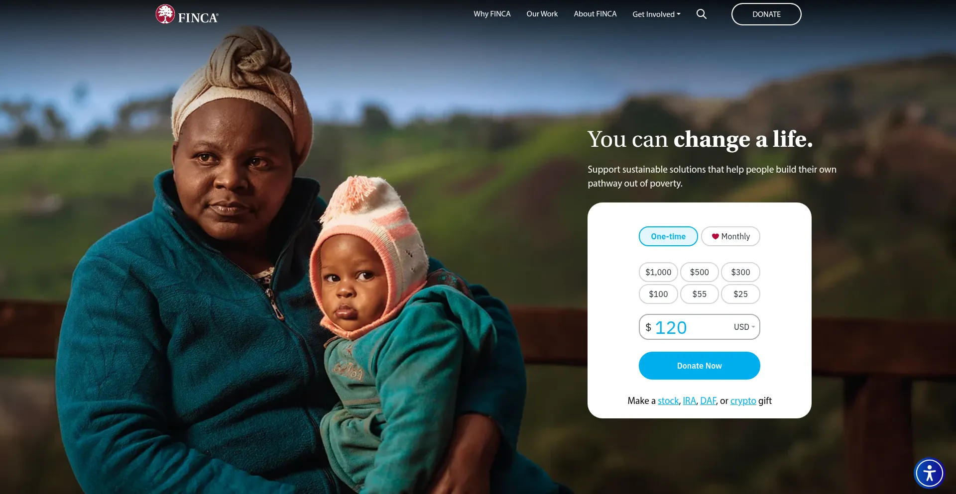 Website screenshot of Finca.org