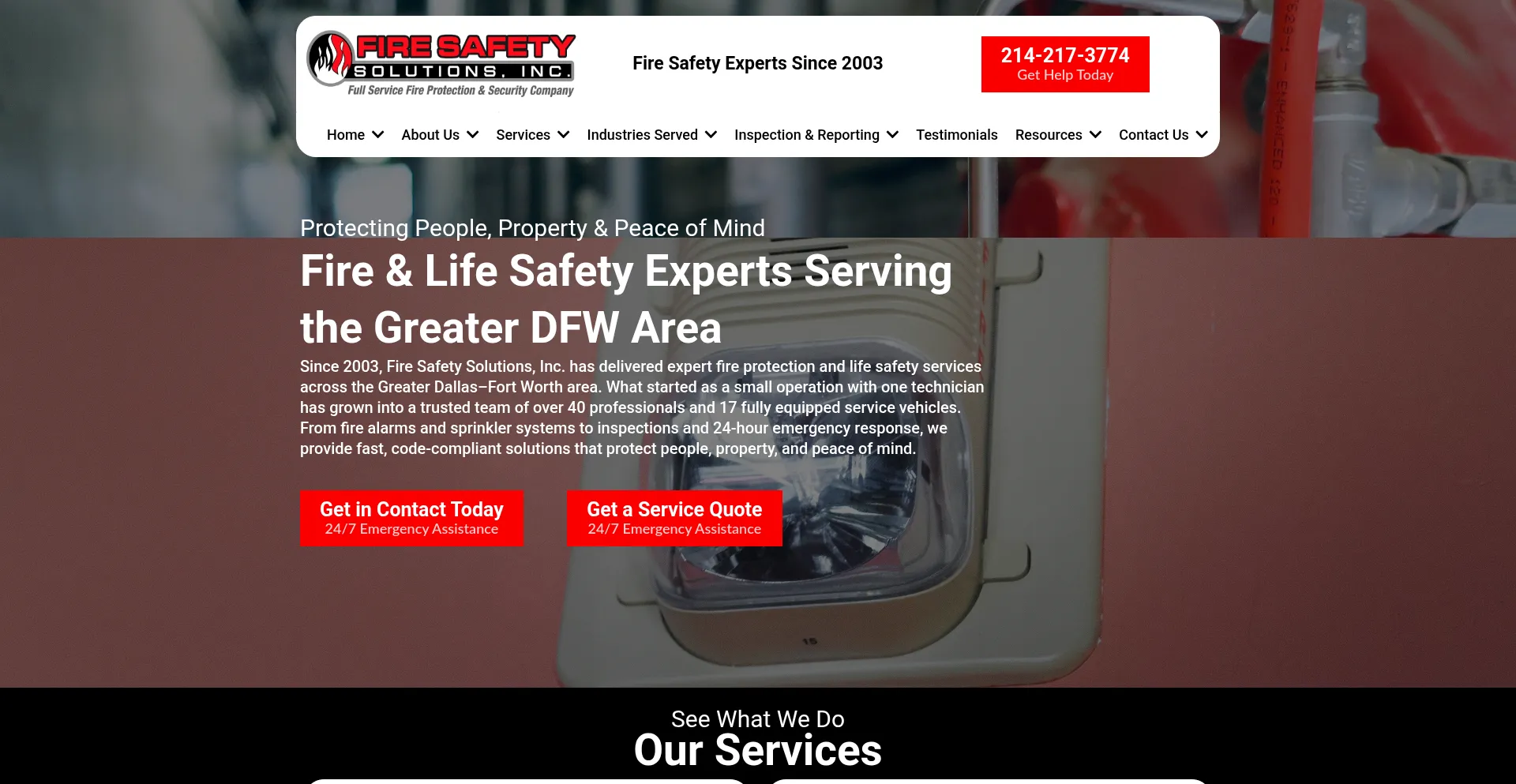 Website screenshot of Firesafetysolutions.net