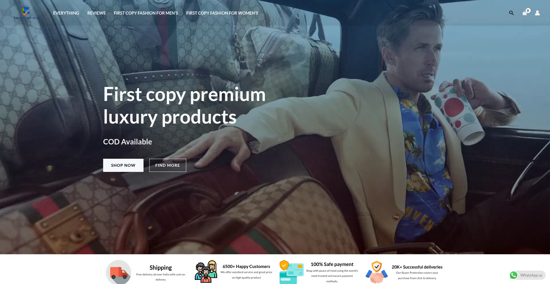 Website screenshot of Firstcopyhub.com