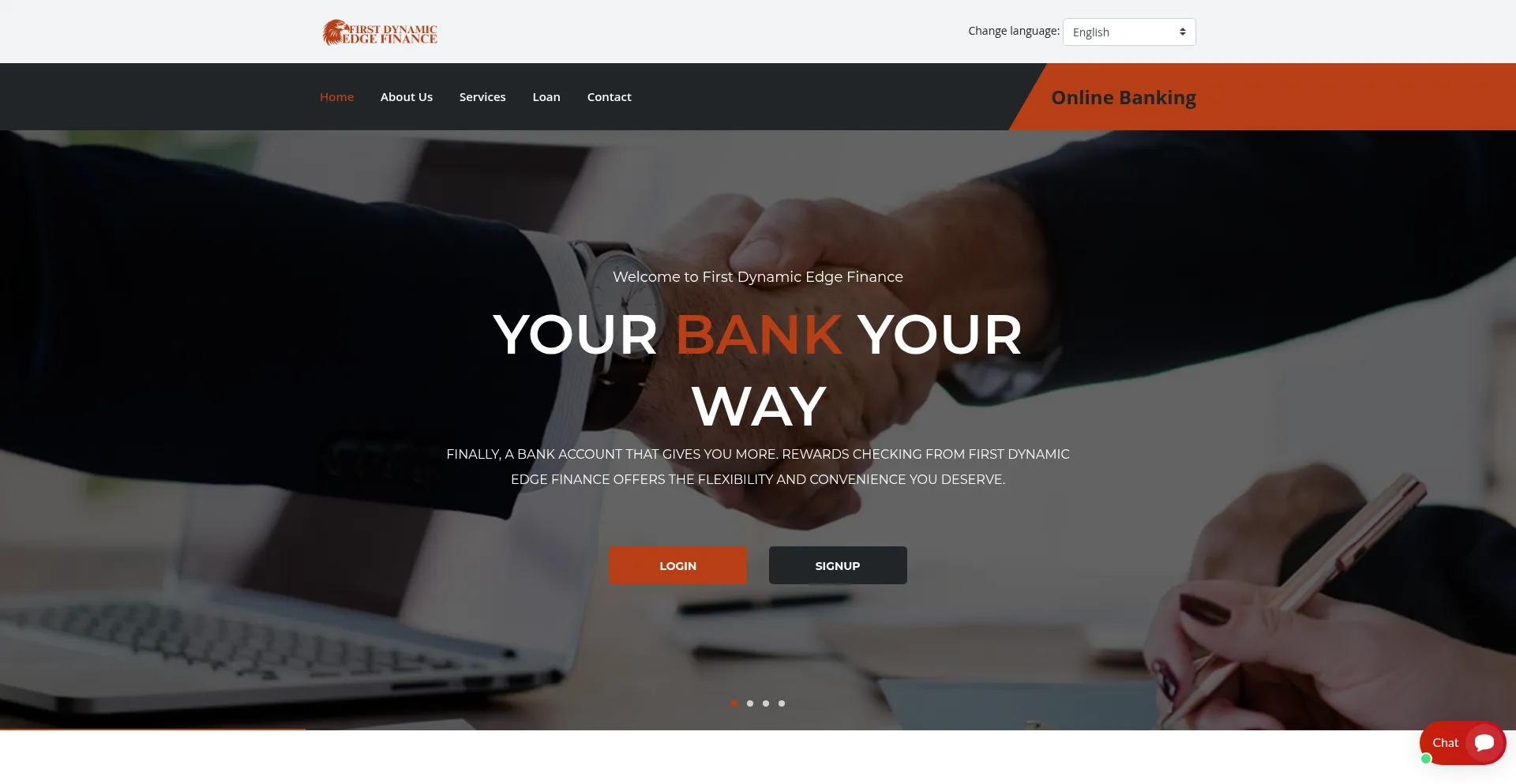 Website screenshot of Firstdynamicedgefinance.com