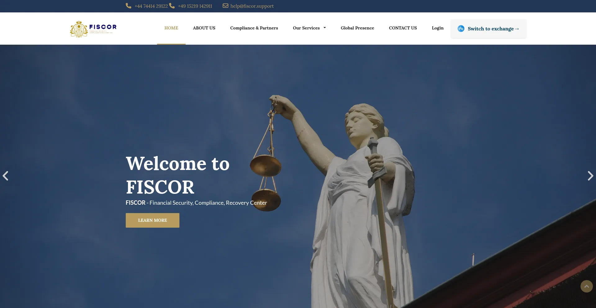 Website screenshot of Fiscor.org
