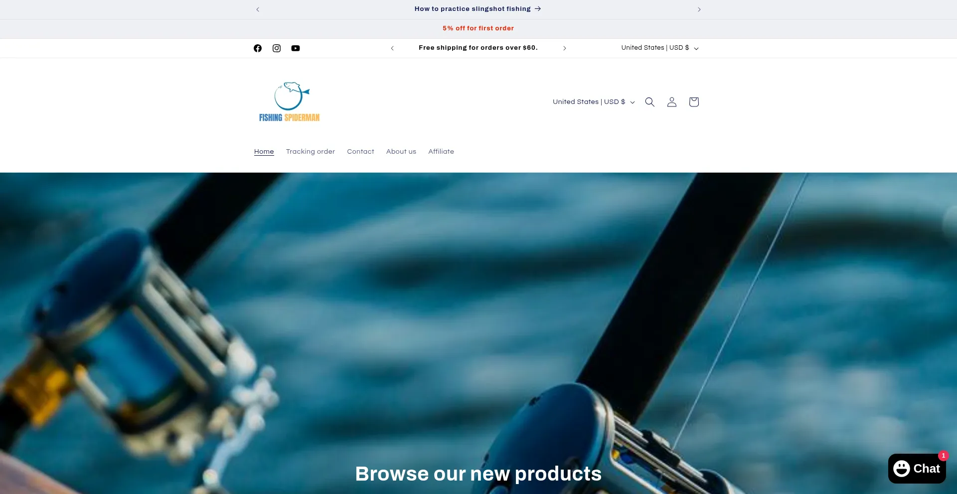 Website screenshot of Fishingspidermans.com