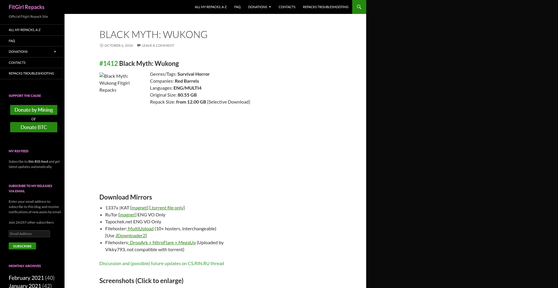 Website screenshot of Fitgirl-repacks.net
